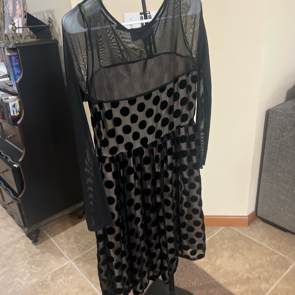 Anthropologie Sunday in Brooklyn Black Polka Dot Midi Dress - Picture 3 of 4